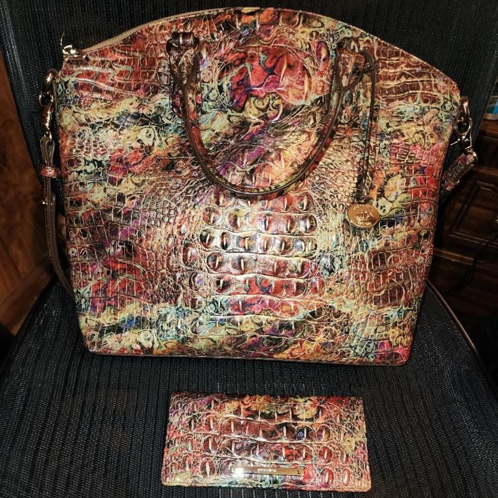 BRAHMIN LARGE AMMOLITE DUXBURY SATCHEL w/MATCHING ADY WALLET